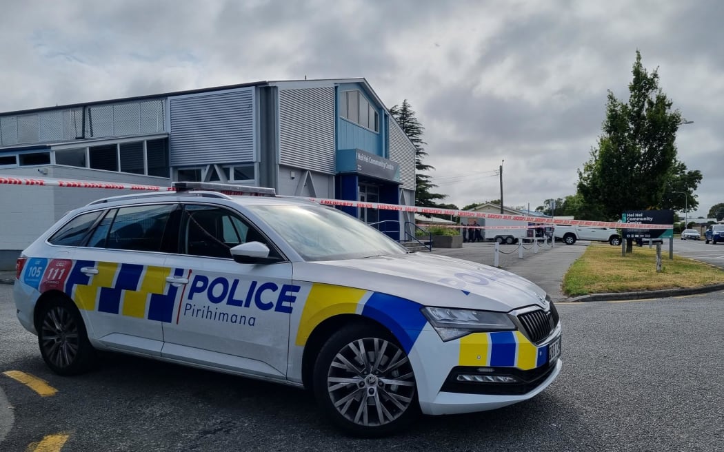 Police at Wycola Park in Hei Hei, Christchurch, where a man was fatally stabbed, 22 December 2023.