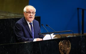 Palestinian Ambassador to the United Nations Riyad Mansour speaks during a meeting of the UN General Assembly at UN Headquarters in New York City on June 12, 2025. The UN General Assembly is scheduled to vote Thursday on demanding an unconditional ceasefire in Gaza a week after the United States used its veto to stop a similar push in the Security Council. Like the text blocked by Washington to protect its Israeli allies, the draft resolution before the General Assembly calls for "an immediate, unconditional and permanent ceasefire." (Photo by CHARLY TRIBALLEAU / AFP)