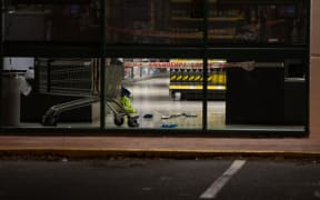 The Cumberland Street Countdown in Dunedin on Tuesday night after four people were stabbed there in an attack that afternoon.