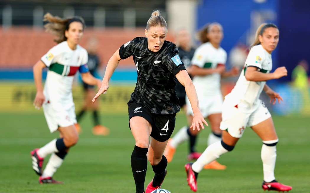 CY Bott on the ball for the Football Ferns.