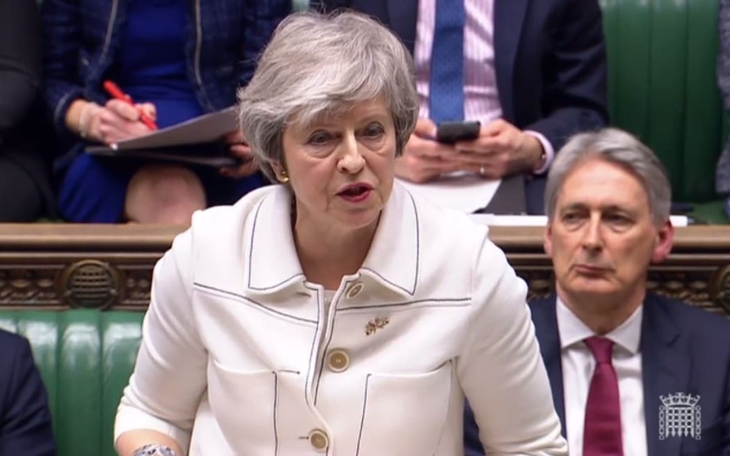 Britain's Prime Minister Theresa May  makes a statement to the House of Commons in London on January 14, 2019.