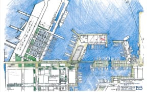 An artist impression of the government's latest America's Cup village plan, dropping the extension of Hobson Wharf on the eastern side.