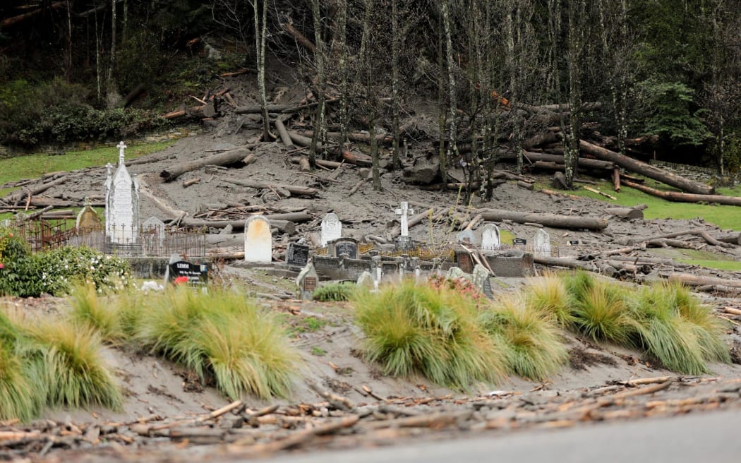 An image shows the aftermath of torrential rain in Queenstown, which caused a local state of emergency to be declared on 22 September, 2023.