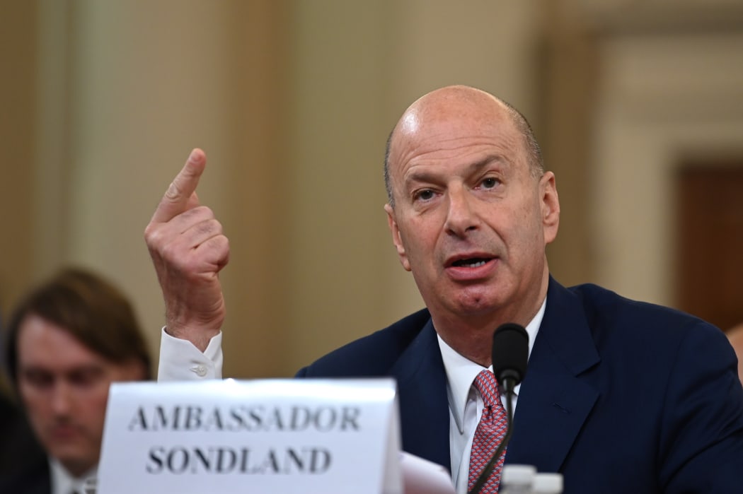 US Ambassador to the European Union Gordon Sondland testifies during the House Intelligence Committee hearing as part of the impeachment inquiry into US President Donald Trump.