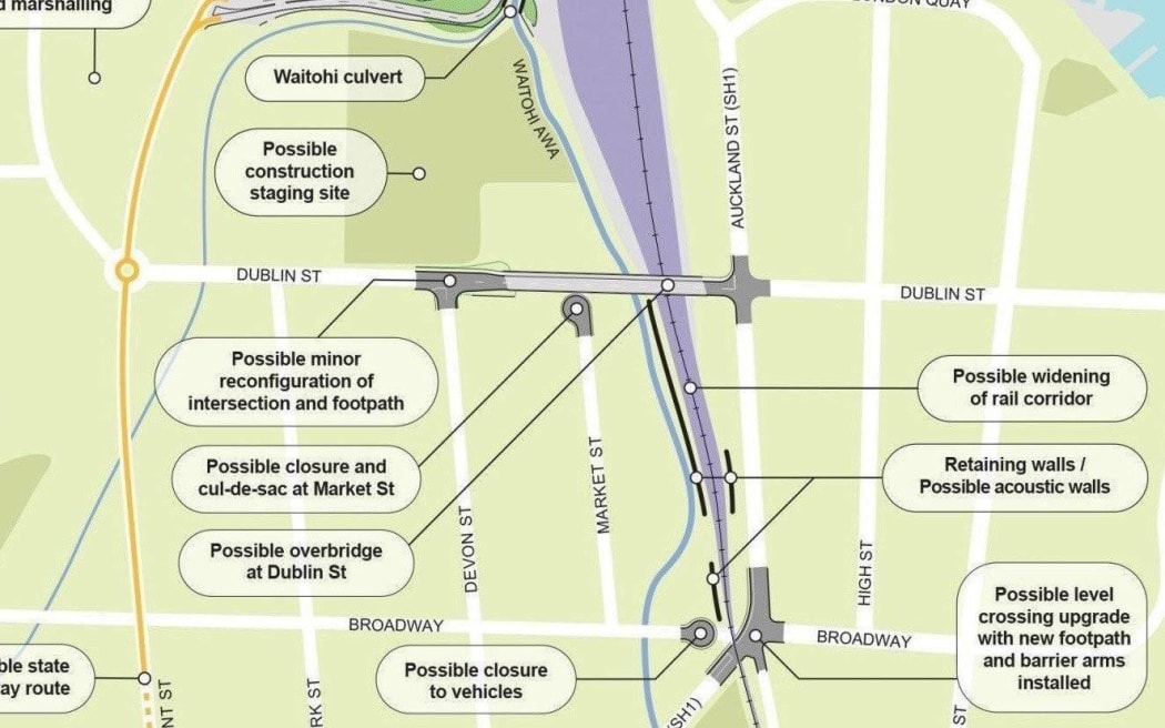Map shows new ferry terminal Picton roadworks planned to accommodate iRex project highway SH1 roads.