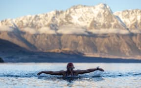 Bethany Rogers training in Lake Whakatipu.