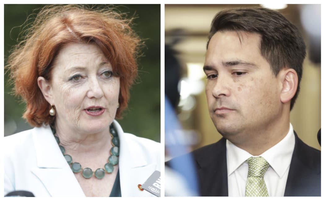 Maggie Barry and Simon Bridges split image