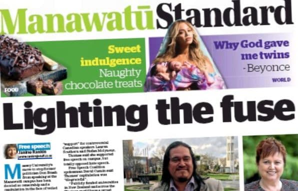 Manawatu Standard made the Massey University controversy front page news.