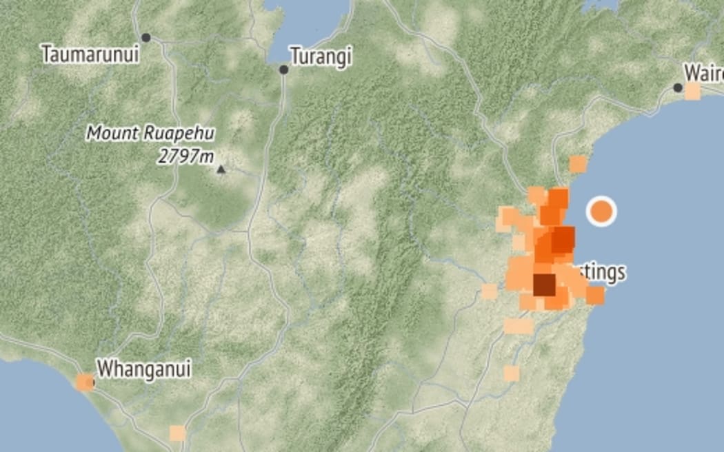 The quake was centred 15km north-east of Napier