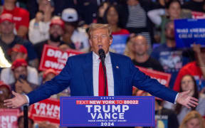 Former US President and Republican presidential candidate Donald Trump speaks at a campaign rally in Uniondale, New York, on September 18, 2024.