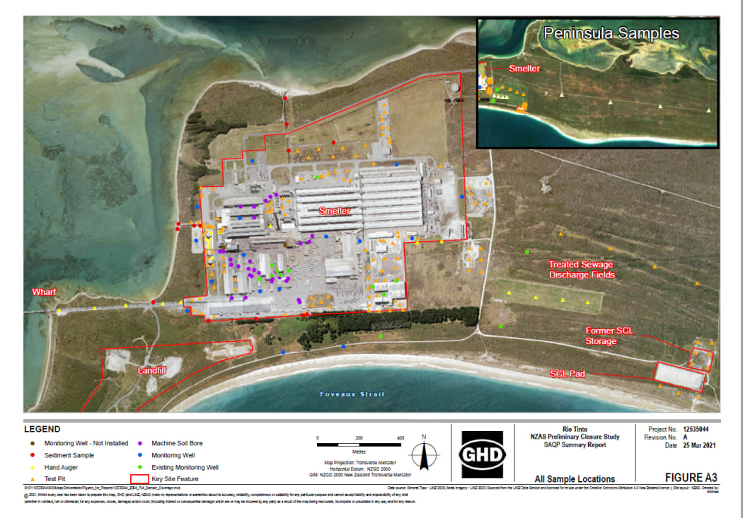GHD report shows a host of new monitoring wells have been drilled at the Tiwai  Point aluminium smelter.