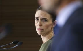 WELLINGTON, NEW ZEALAND - APRIL 07: Prime Minister Jacinda Ardern looks on during a press conference at Parliament on April 07, 2020 in Wellington, New Zealand.