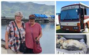 Sharon Hastie, Kath Hall and their dog Sofia