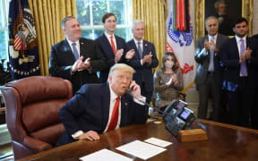 US President Donald Trump speaks with Israeli Prime Minister Benjamin Netanyau on the phone about a Sudan-Israel peace agreement on 23 October, 2020.