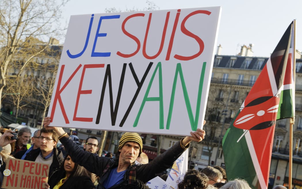 Hundreds gathered in Paris on April 8 2015 to pay tribute to the 148 victims of an al-Shabaab militant attack on students at Garissa university in Kenya CITIZENSIDE/BERNARD MÉNIGAULT