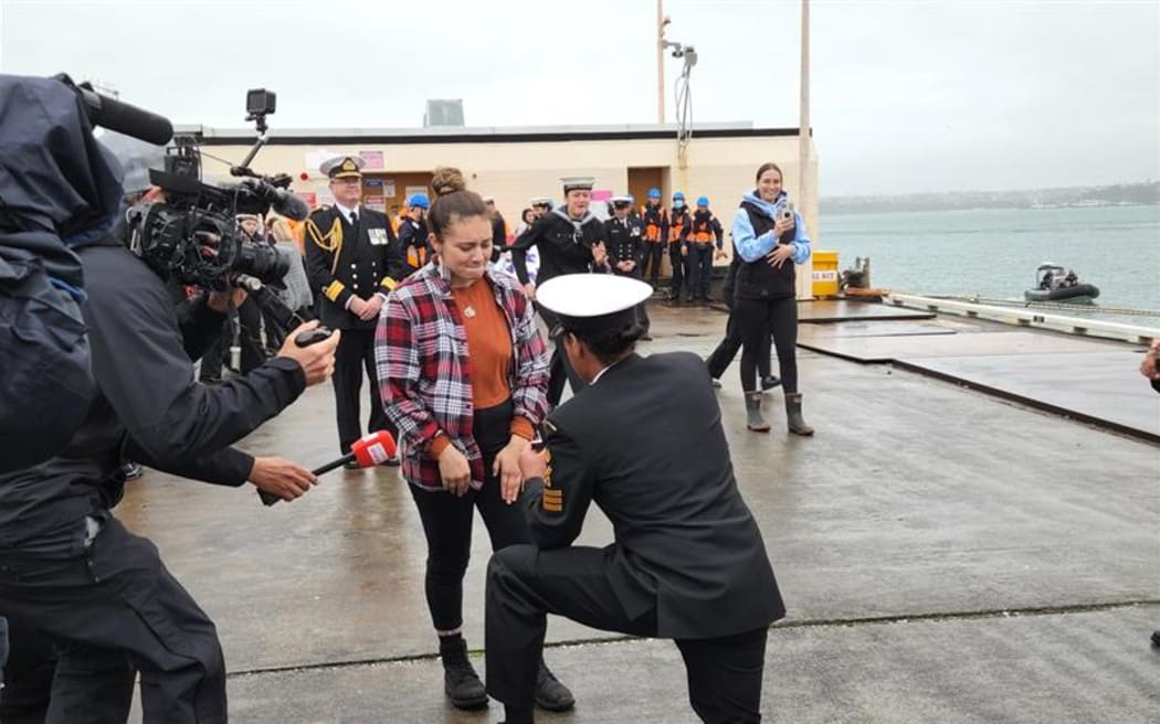 Jacob Biddle proposed to his partner Takimoana Hawea - and she said yes.