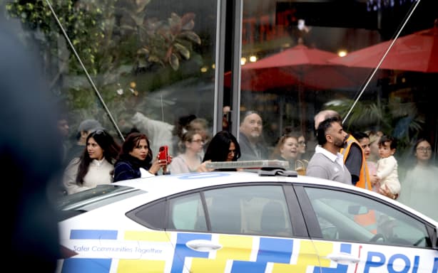 People outside Sylvia Park mall after an incident on 13 August, 2026.