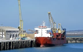 The Russian-flagged cargo ship Baltic Leader after being intercepted by French naval forces in the Channel and escorted to the port of Boulogne-sur-Mer, in northern France.