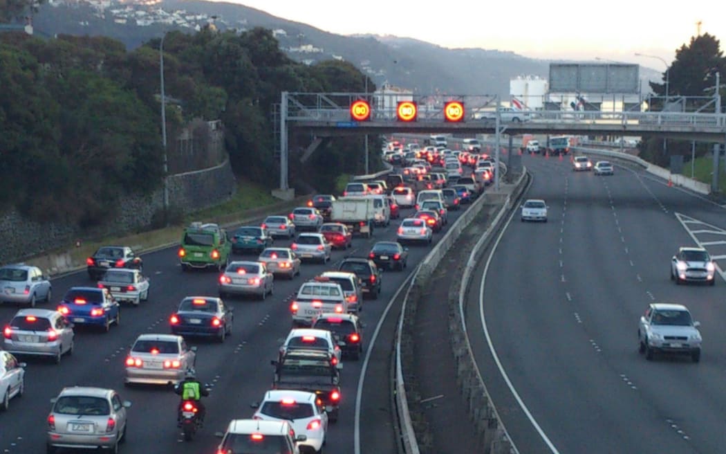 Wellington motorway congested.