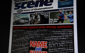 Front page of Queenstown Moutain Scene with Name and Shame campaign.