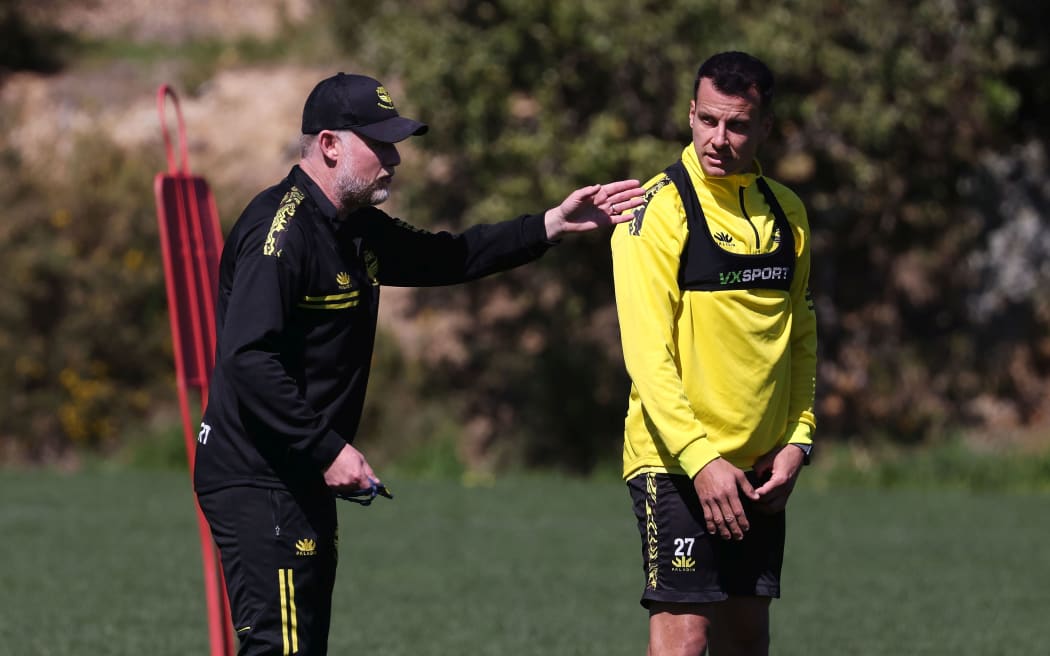 Phoenix head coach Ufuk Talay (L) with captain Steven Taylor