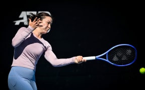Lulu Sun of New Zealand during a practice session ahead of the WTA 250 Women’s ASB Classic tennis tournament.