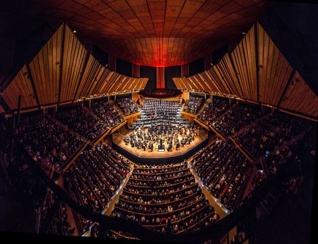 Orchestra Wellington and the Orpheus Choir perform in the Michael Fowler Centre.