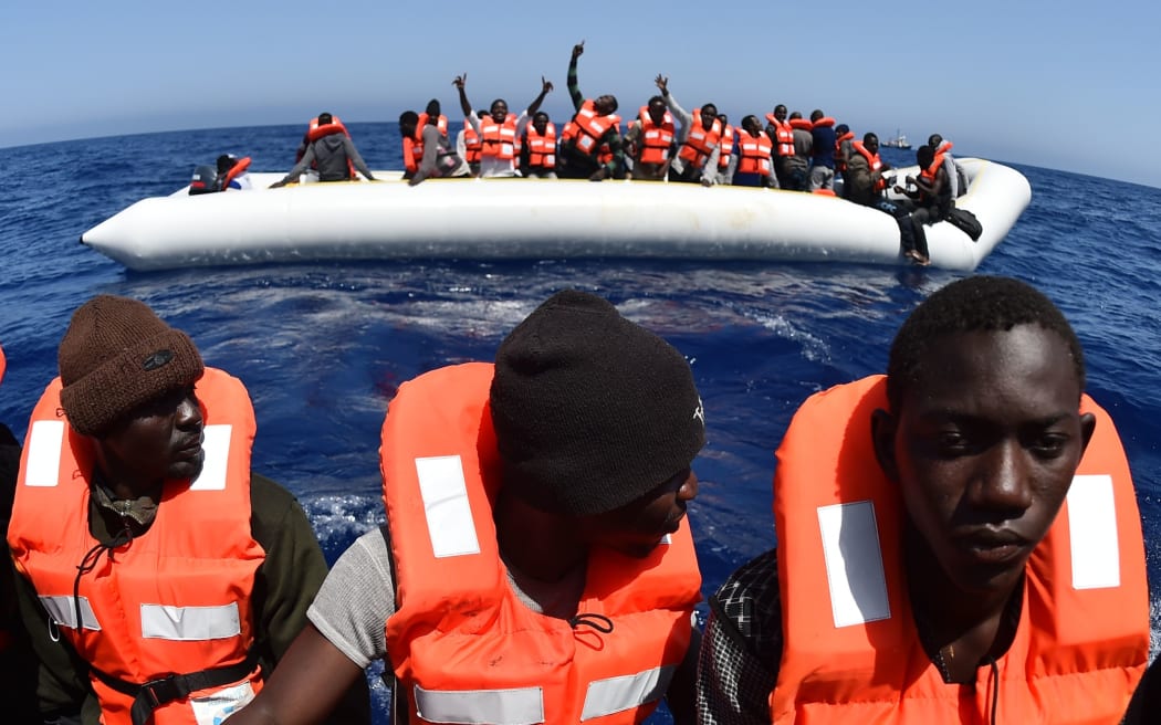 Migrants and refugees are rescued during an operation at sea with the Aquarius, on 24 May.