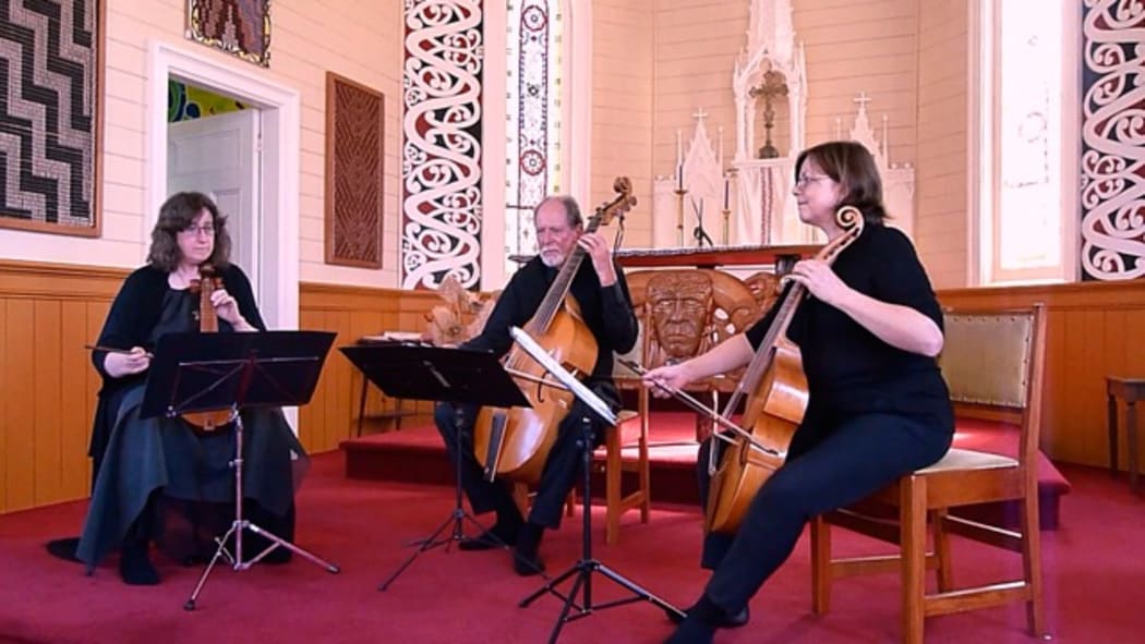 Robert Oliver (centre) and his group the Palliser Viols