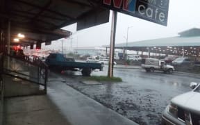 Heavy rain in Samoa's capital this morning as the nation awaits tropical cyclone Amos.