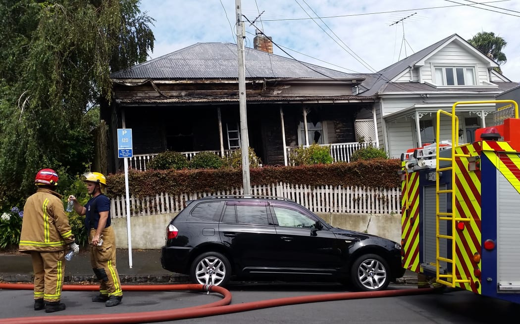 The fire-damaged Freemans Bay home.