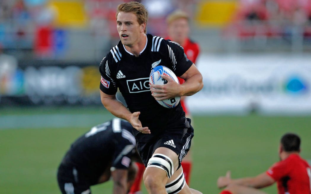 All Blacks Sevens stand-in captain Scott Curry in action in Las Vegas