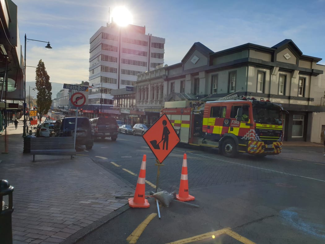 Fire and Emergency said three fire trucks attended the explosion in George Street which they said was an electrical incident.