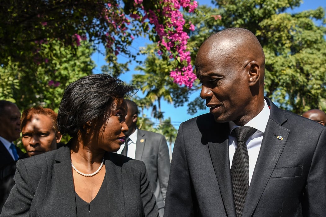 This picture of President of Haiti Jovenel Moïse (R) and first lady Martine Moïse (L) was taken last year for the official ceremony of Haiti's 10th earthquake anniversary in Port-au-Prince.