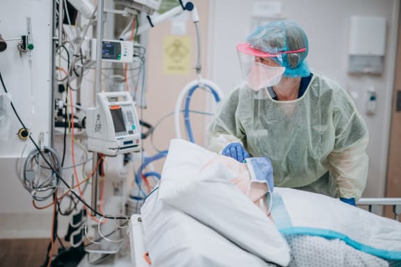 Health workers take part in ICU training for Covid-19 at Hutt Hospital.