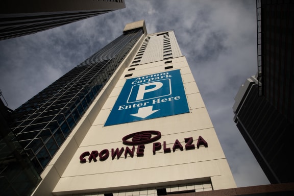 Crowne Plaza Hotel in Central Auckland is a designated isolation facility for people who have entered the country post COVID 19.