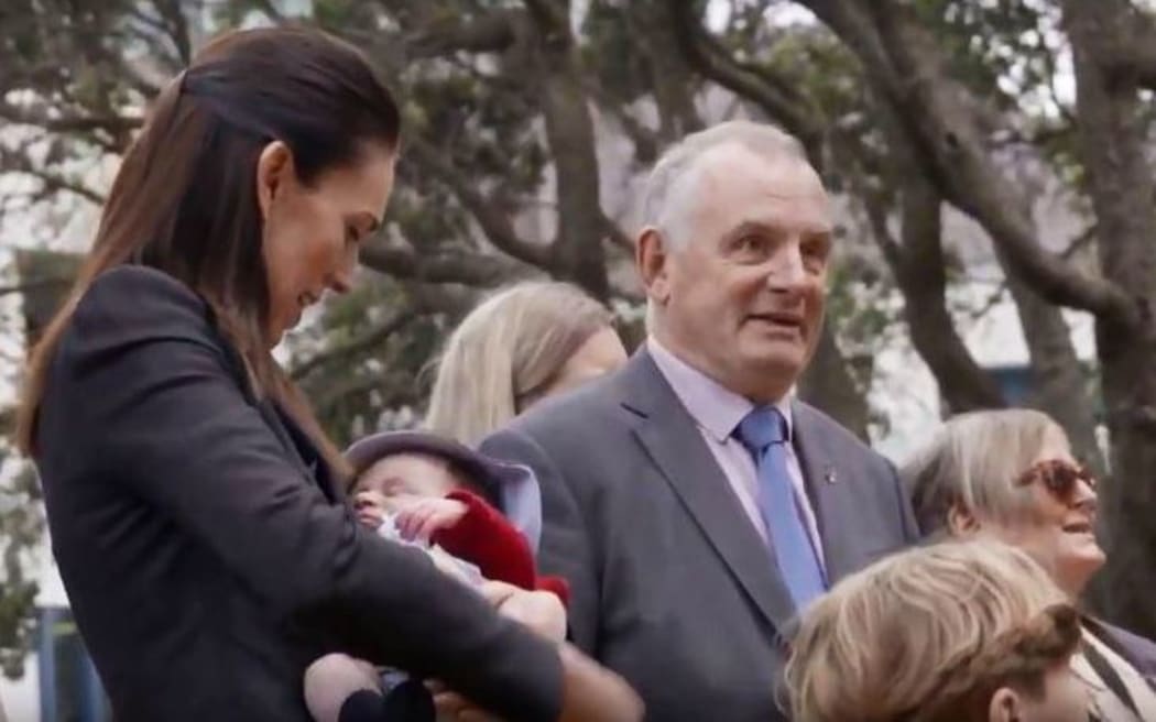 Jacinda Ardern, Trevor Mallard at Parliament's new playground