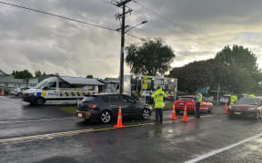 Police at the Malfoy Road checkpoint in Rotorua. Seven drink-drivers were apprehended in the space of 75 minutes.