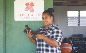 Heilala Vanilla ‘Eua Manager Sela Latu pictured with 2017 harvest vanilla beans.