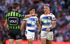 James Fisher-Harris of the Warriors is called out before being sent to the bin, 2025.