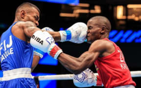 Fiji Jone Davule Koroilagilagi, blue, won his debut bout by unanimous (5-0) points win over Luckmore Kamoto from Zimbabwe in the lightweight category at the 2023 World Boxing Championship in Tashkent, Uzbekistan on 3 May 2023.