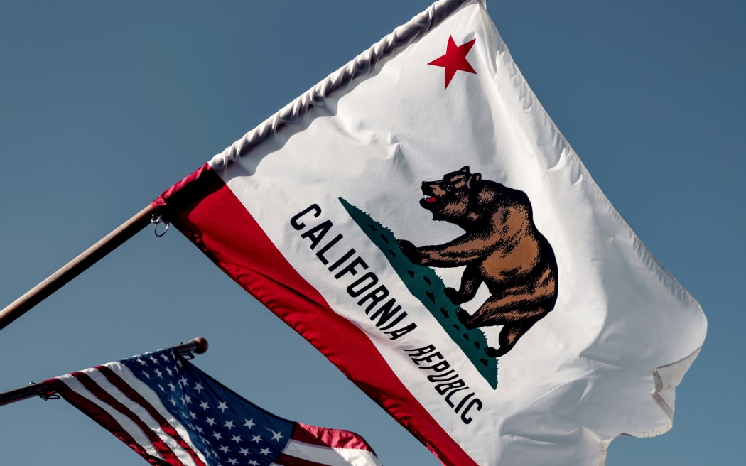 California and US flags