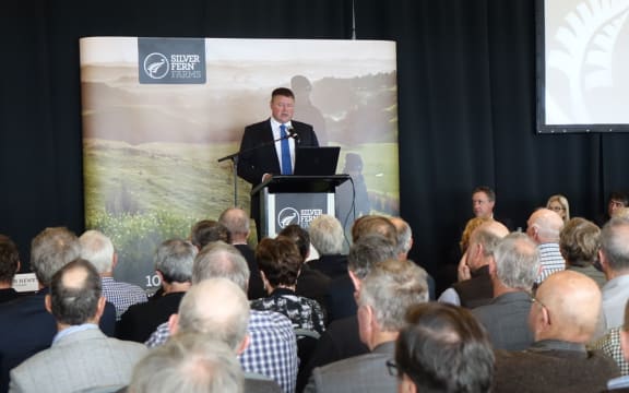 The shareholder meeting at Forsyth Barr Stadium lounge in Dunedin.