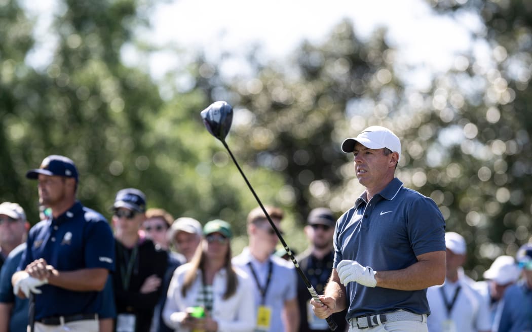 Rory MCILROY (R) and Bryson DeChambeau during the US Masters final round.
