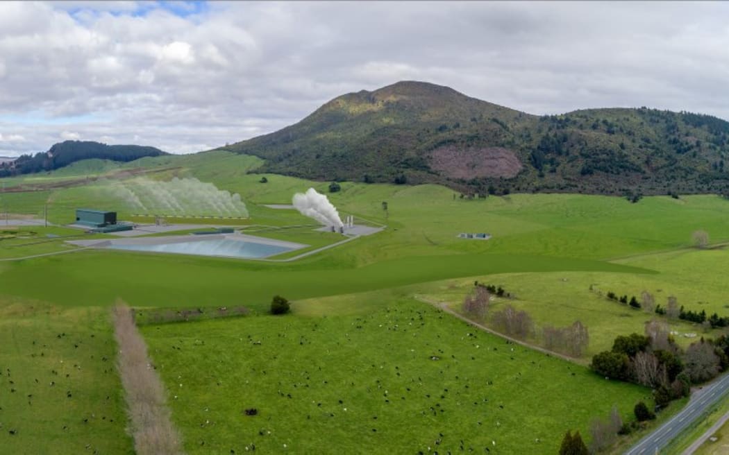 Illustration of the planned new Tauhara geothermal power station to be built by Contact Energy.