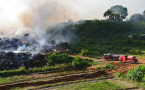 Fire at Tapuhia landfill, Tonga.