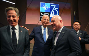NZ Prime Minister Christopher Luxon with various world leaders at NATO conference in Washington DC in July 2024. World leaders pictures include US President Joe Biden and Ukraine President Volodymyr Zelensky.
