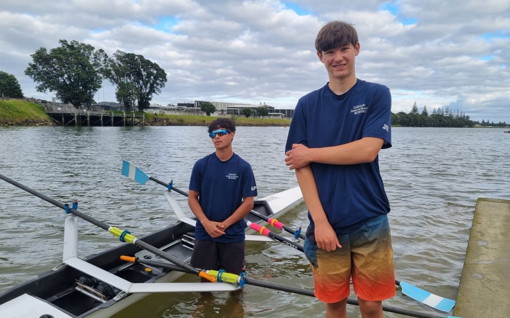 Jasper Sullivan Ussher, 16, (foreground) says rowers train up to five times a week at the Clifton Rowing Club.