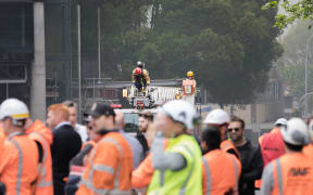 The buidling site for the SkyCity Convention Centre where a fire broke out today. 22 October 2019.