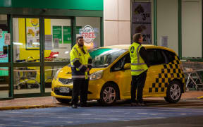 The Cumberland Street Countdown in Dunedin on Tuesday night after four people were stabbed there in an attack that afternoon.